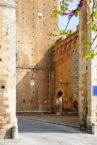 Collocazione dell'iscrizione romana